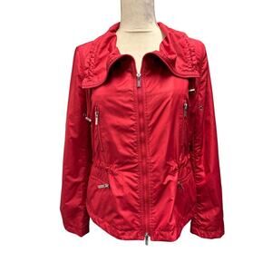 Women's Armani Collezioni Red Nylon Zip-Up Jacket Size 6